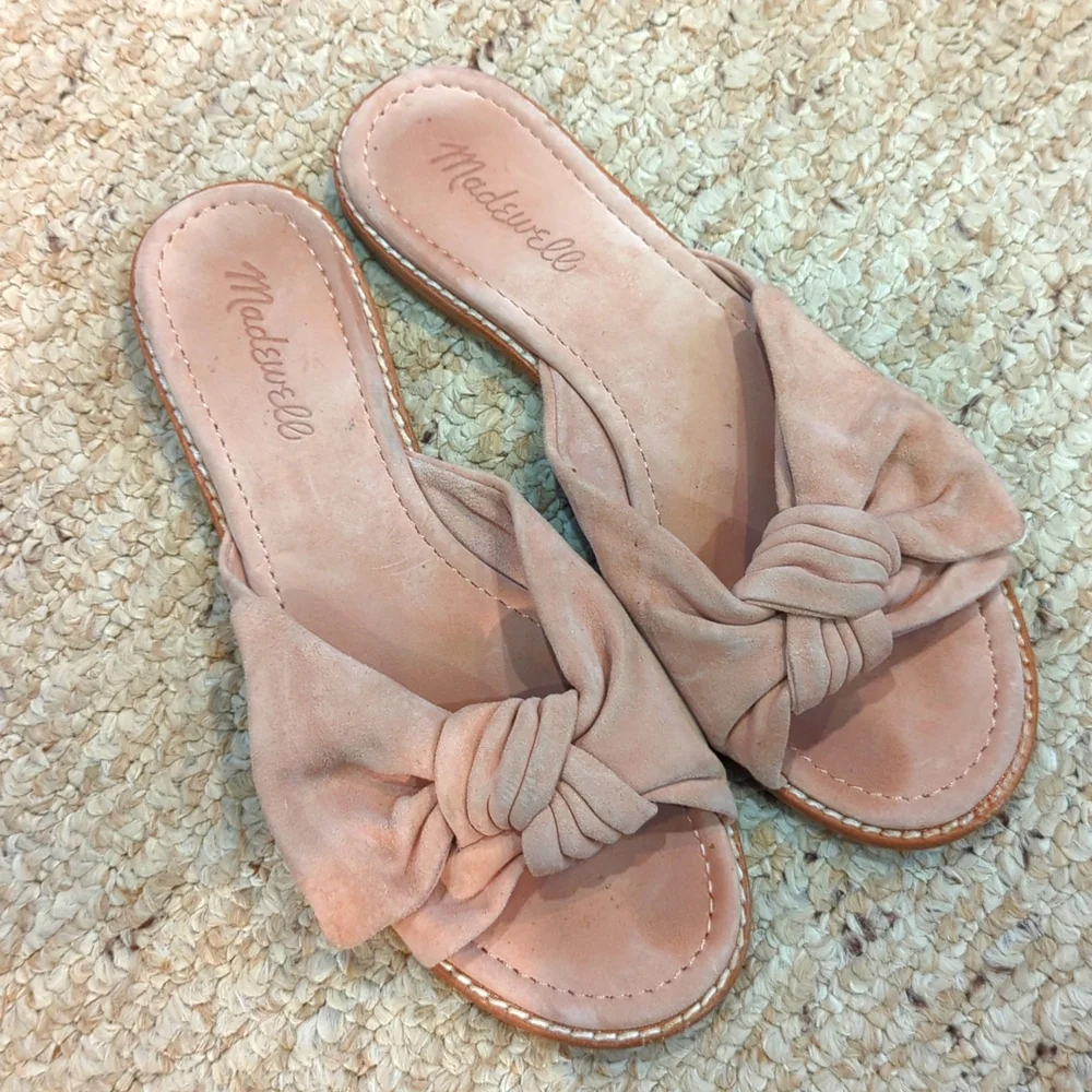 Madewell Suede Blush Knot Sandals Size 6.5